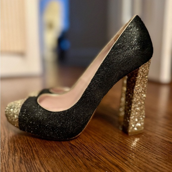 Miu Miu Black and Gold Women's Heels - Picture 7 of 11